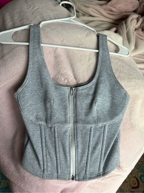 Victoria's Secret Gray Zip-Front Corset Tank